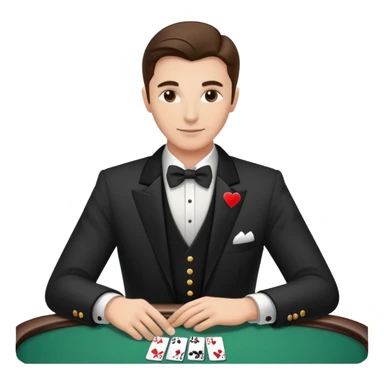 Casino croupier in formal uniform dealing cards at a poker table sticker