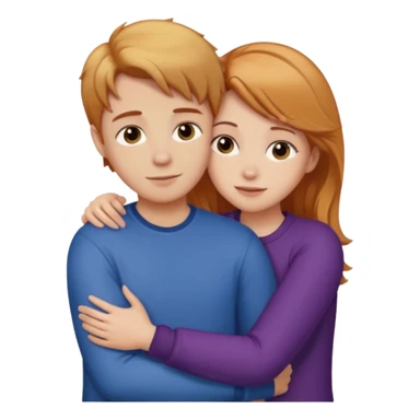 reddish-blonde hair girl hugging a brunette boy sticker