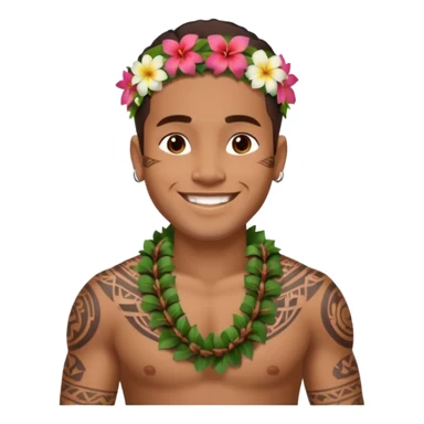 Hawaiian Polynesian male with tribal tattoo sleeve sticker