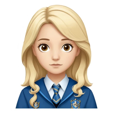 Gemma Padley is Penelope Clearwater in harry potter, wear hogwarts Ravenclaw uniform, blonde hair, brown eyes sticker