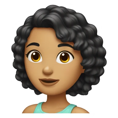 Chica morena con pelo negro ondulado sticker