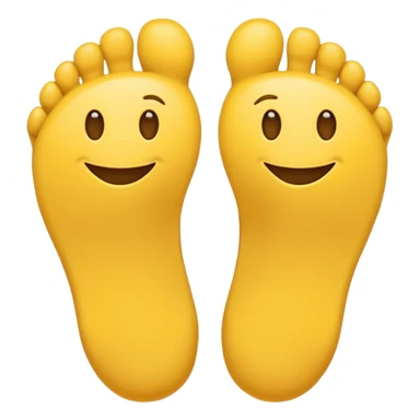 Smiling emoji with feet behind sticker