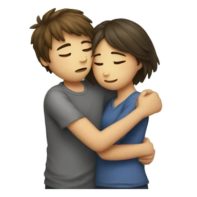 sad hug girl and boy sticker