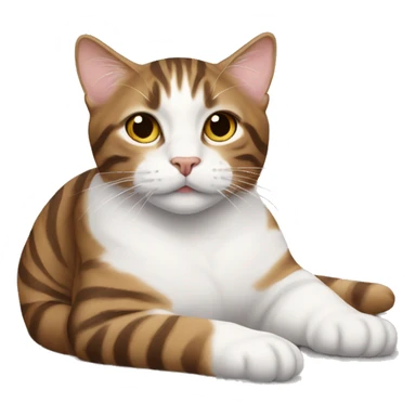 Brown and white tabby laying.  sticker