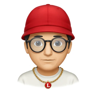 Mike D from Beastie Boys with dark glasses and red hat linux logo medallion on gold chain sticker
