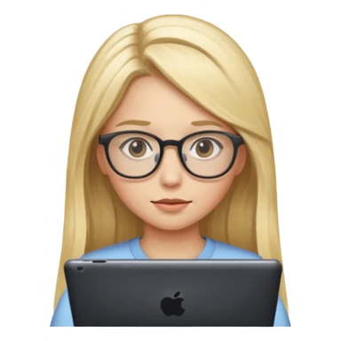 je voudrai un emoji d'une fille aux cheveux longs et blonds avec des lunettes entrain de faire de l'écran sticker