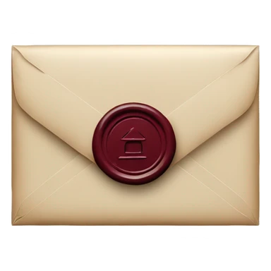 black envelope with burgundy wax seal sticker