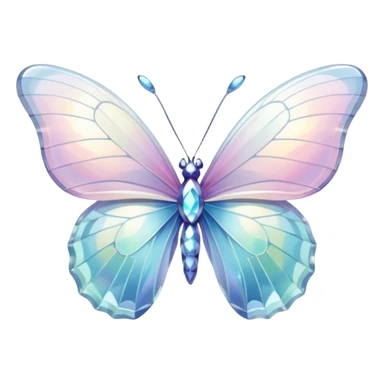 Pastel white iridescent glass crystal butterfly sticker