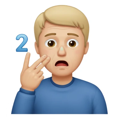 Man Coughing While Crying And holding number two up sticker