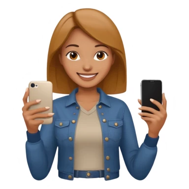 woman casual clothes holding a phone in one hand sticker