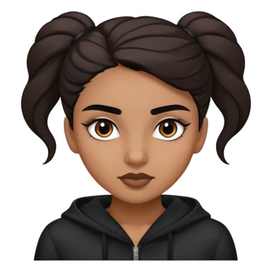 A girl wearing black clothes, with a brown complexion and beautiful black eyebrows sticker