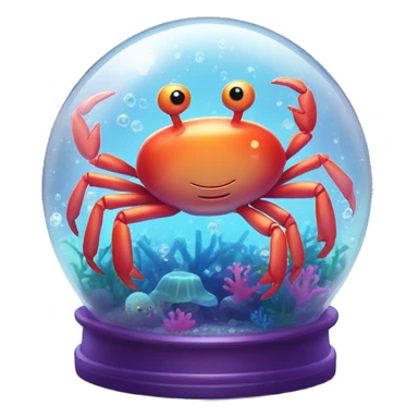 Kawaii neon crab in an under the sea snow globe  sticker