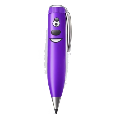 Cute wide purple ballpoint pen with face and smile  sticker