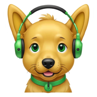 Yellow dog with green headphones sticker