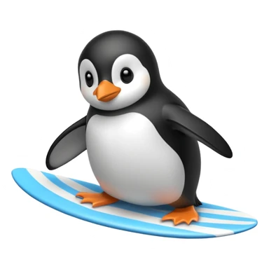 a penguin surfing on ice sticker