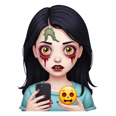 girl zombie with Black hair emoji iphone  sticker