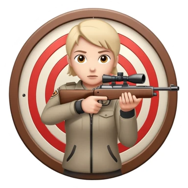 A focused shooter aiming a rifle at a target, standing in a shooting range with perfect posture. The target is in clear view, and the atmosphere is intense and precise, emphasizing concentration, accuracy, and discipline in the sport of shooting. sticker