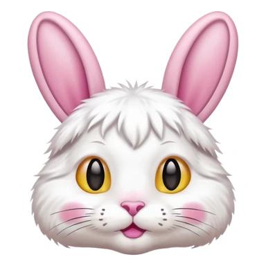 cat emoji with white bunny fur and pink bunny ears sticker