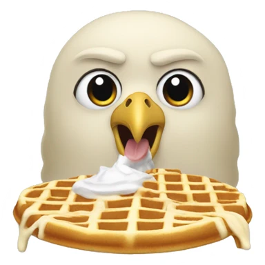 Bald eagle eating waffles with the letters cwe sticker