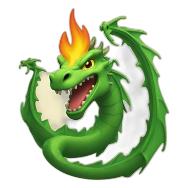 fire comes out of the green dragon's mouth sticker