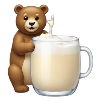 Ours qui boit un verre de lait sticker