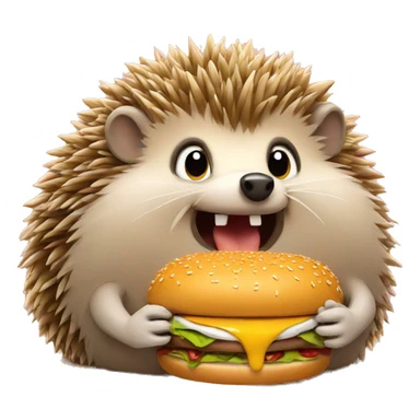 Hedgehog eating burger sticker