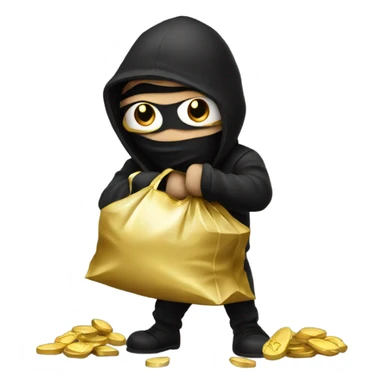 Robber emoji holding a bag with gold sticker
