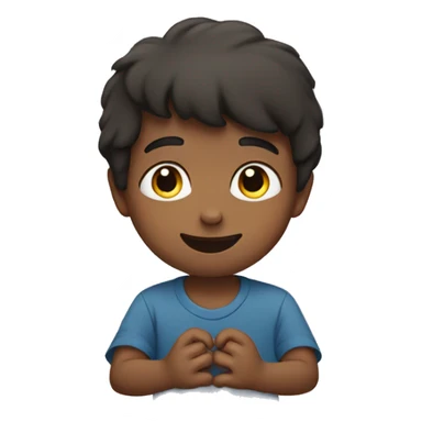 A boy making a heart with his hands sticker