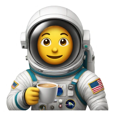 astronaut is holding a coffee sticker