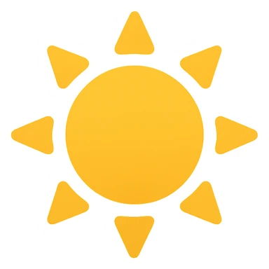 A sun icon with black outlines and filled with bright yellow color sticker