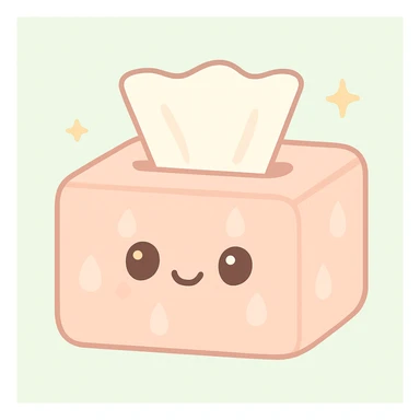a soft, pastel-colored tissue box with a subtle teardrop motif, gentle and comforting design sticker
