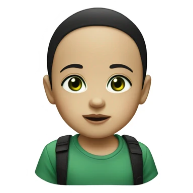 baby with beige skin green eyes and black hair sticker