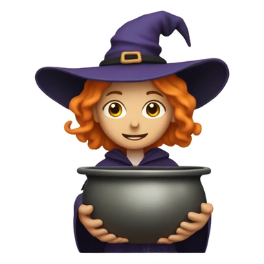 Meg as a witch with a cauldron sticker