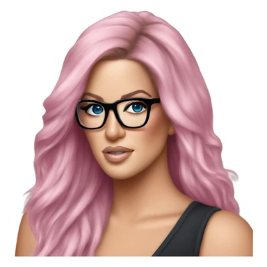 Photo Realistic khloe kardashian stylish pink hair BLUE eyes and glasses elegant  sticker