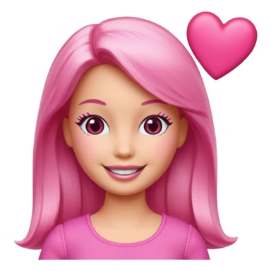 lav en barbie emoji med hjerter istedet for øjne sticker