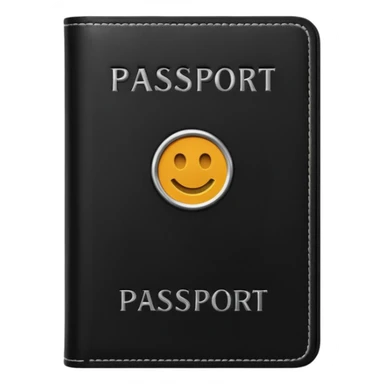 black passport with minimal silver details sticker