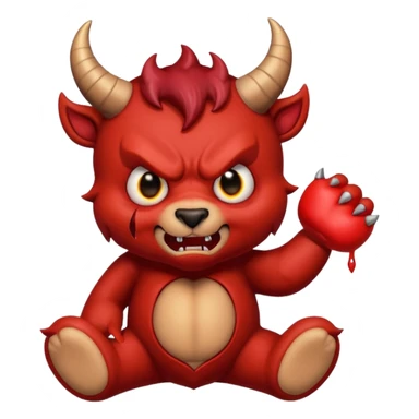A devil tearing up a teddy bear sticker