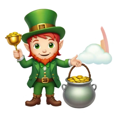Leprechaun rainbow with pot of gold sticker
