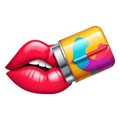 A psychedelic-colored sealed with a kiss mark sticker