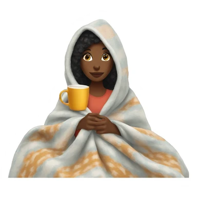 Black woman wearing cozy blanket drinking tea  sticker