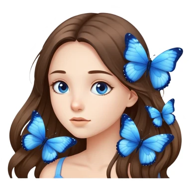 a girl that loves blue butterflies sticker