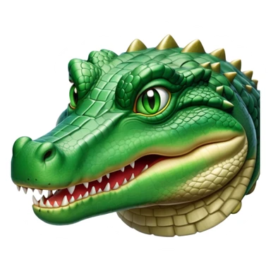 cinematic-noble-crocodile-portrait-emoji,-poised-and-regal,-with-a-powerful,-elongated-build-and-a-rugged,-scaly-emerald-green-hide,-piercing-cold-eyes,-simplified-yet-sharp-and-sophisticated-features,-highly-detailed,-glowing, head held high sticker