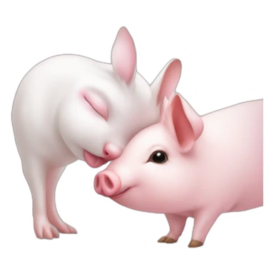 A white male rabbit kissing a pink female pig sticker