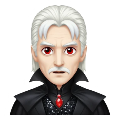 Count Dracula with long white hair, black sequin outfit  sticker