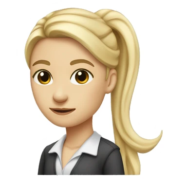 teacher long blonde ponytail thin light skin with small eyes eyes close together sticker