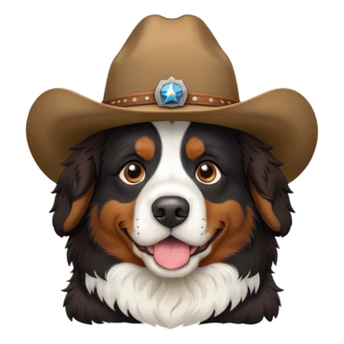 Bernese mountain dog with cowboy hat sticker