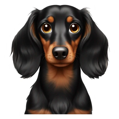 Black and Brown medium long haired dachshund  sticker