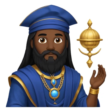 Saturn, Time God from Rome Mythology with long black hair and beard, black and dark blue outfit sticker