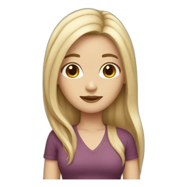 white women with long hair cherry color sticker