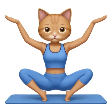 cat doing pilates wearing blue sticker